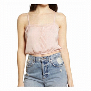 Bp Pink Lace Trim Crop Camisole Size L